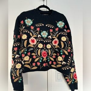 Zara floral knit sweater